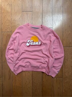 Champion Pink 'Texas' Graphic Crewneck Sweatshirt with Sunset Motif